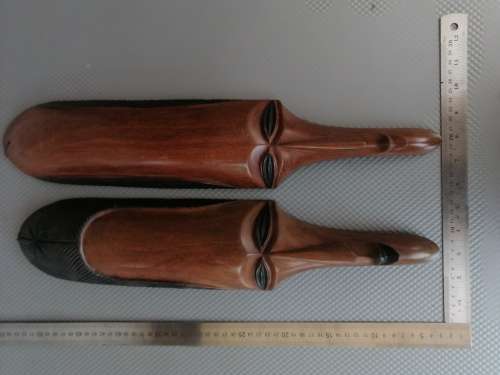 Africana! Zimbabwe - Hand-Carved - Pair Of Iron Wood Tribal Masks