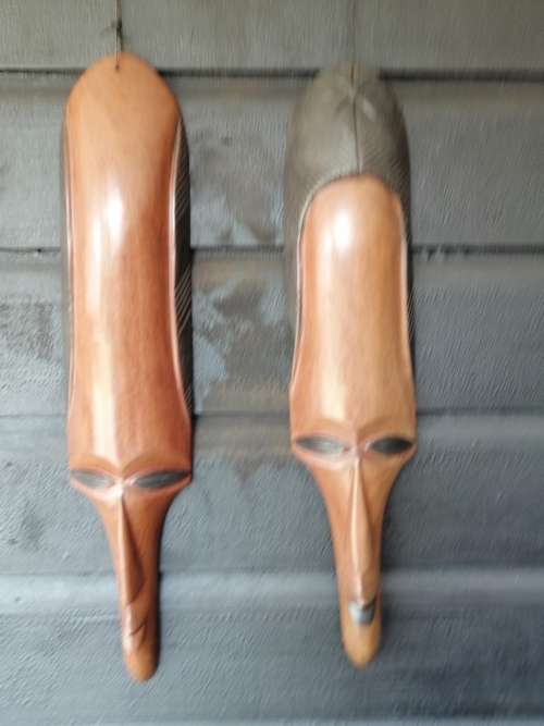 Africana! Zimbabwe - Hand-Carved - Pair Of Iron Wood Tribal Masks