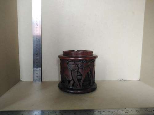 Africana! Hand Carved - Wooden Coaster Set In Caddy/Holder With Ashtray Lid - Elephant Design