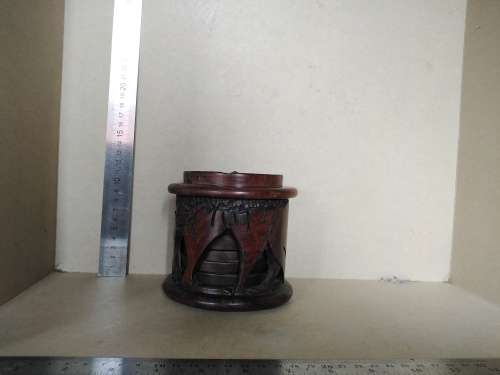 Africana! Hand Carved - Wooden Coaster Set In Caddy/Holder With Ashtray Lid - Elephant Design