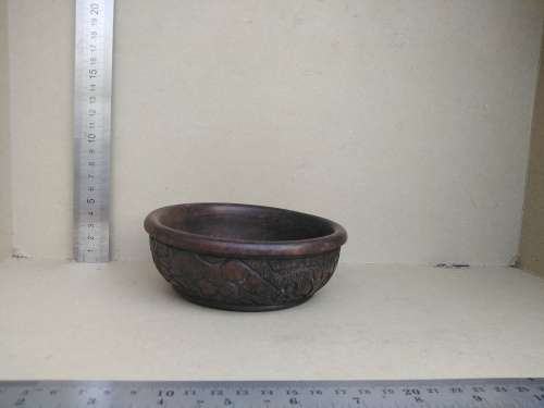 Africana! Hand Made - Small Carved Wooden Bowl - Giraffe / Rhino / Elephant