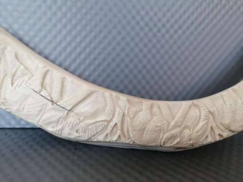Africana! Hand Carved - Warthog Tusk - Elephants Marching - 29cm