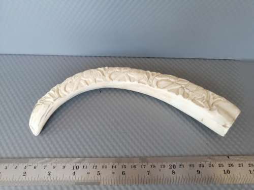 Africana! Hand Carved - Warthog Tusk - Elephants Marching - 29cm
