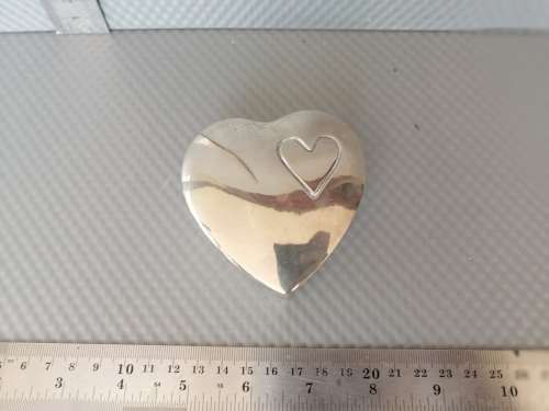 Vintage! Silver Plated Nickel Heart Shaped Trinket Box