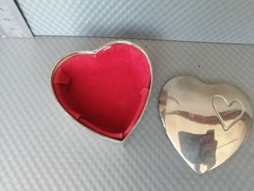 Vintage! Silver Plated Nickel Heart Shaped Trinket Box