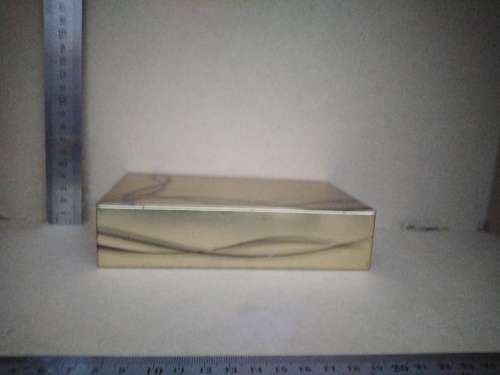 Vintage! Rectangular Hinged Gold Toned Tin Trinket Box