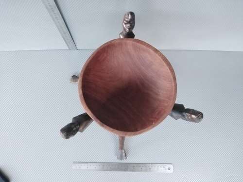 Africana! Hand Carved - Interlocking Tripod Stand With Salad / Serving Bowl