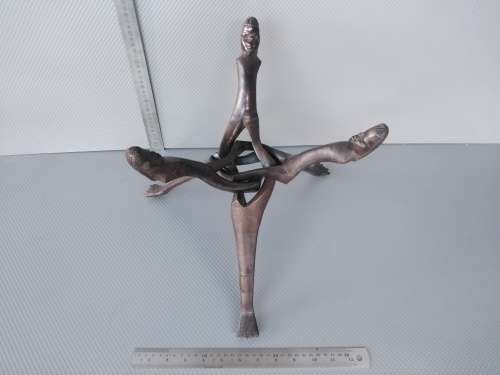 Africana! Hand Carved - Interlocking Tripod Stand With Salad / Serving Bowl