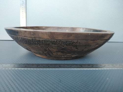 African - Hand Made - Medium - Hand Carved - Wooden Bowl - Elephant Design