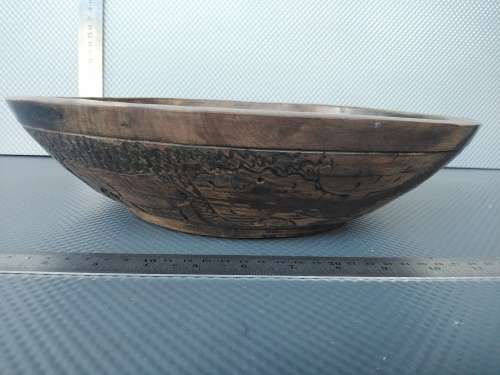 African - Hand Made - Medium - Hand Carved - Wooden Bowl - Elephant Design
