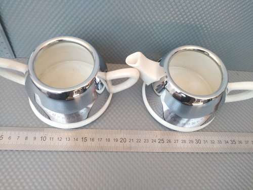 Vintage! Heat-Rite Tea/Coffee Pot And Sugar Bowl With Chrome Cover