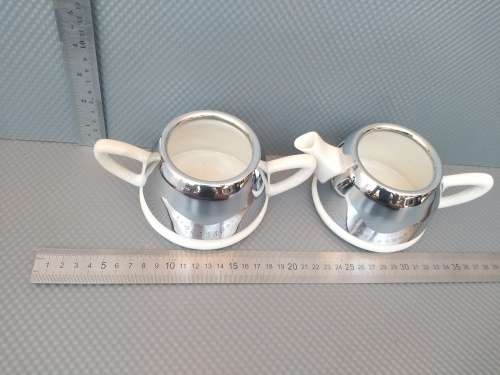 Vintage! Heat-Rite Tea/Coffee Pot And Sugar Bowl With Chrome Cover