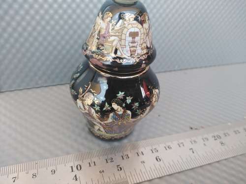 Vintage! Hand Painted Minature Perfume Bottle With Stopper.