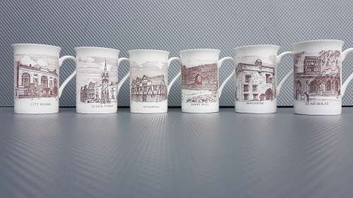 Vintage! Set Of 6 English Bone China Coffee Mugs Of Leicester