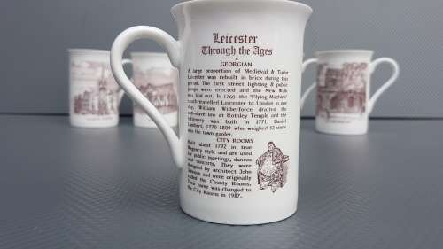 Vintage! Set Of 6 English Bone China Coffee Mugs Of Leicester