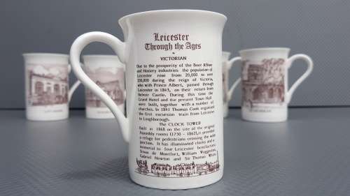 Vintage! Set Of 6 English Bone China Coffee Mugs Of Leicester