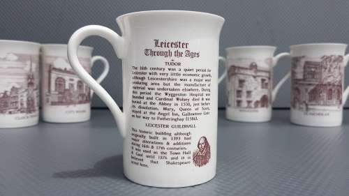 Vintage! Set Of 6 English Bone China Coffee Mugs Of Leicester