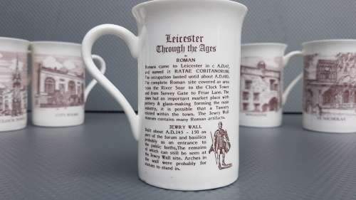 Vintage! Set Of 6 English Bone China Coffee Mugs Of Leicester