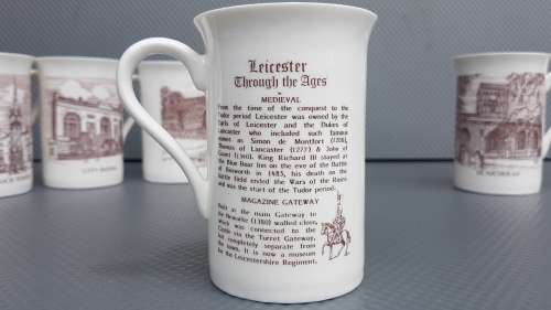 Vintage! Set Of 6 English Bone China Coffee Mugs Of Leicester
