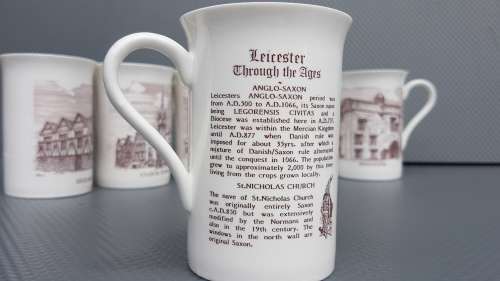 Vintage! Set Of 6 English Bone China Coffee Mugs Of Leicester
