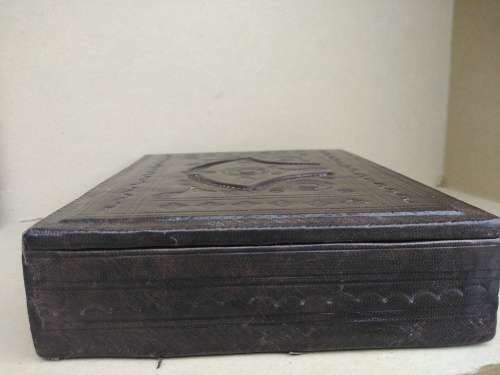Vintage! Hand Tooled Leather & Wood Box.