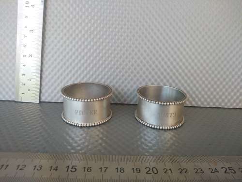 Vintage! - Hallmarked - Dutch Silver - Pair Of Napkin Rings (Engraved)
