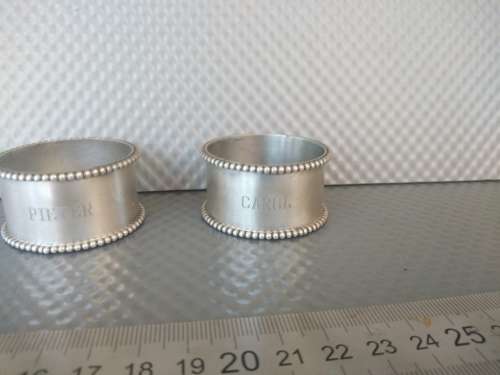 Vintage! - Hallmarked - Dutch Silver - Pair Of Napkin Rings (Engraved)