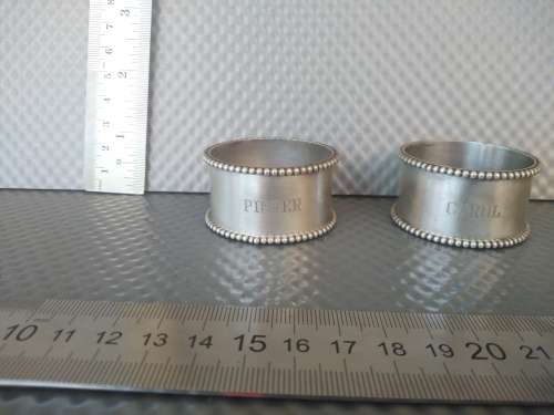 Vintage! - Hallmarked - Dutch Silver - Pair Of Napkin Rings (Engraved)