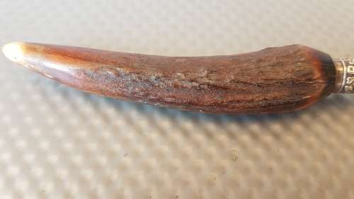 Vintage - Horn Handle Carving Fork (Sterling Silver Collar)