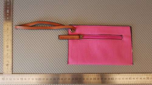 Faux Pink Leather - Coin Purse  - Rectangle Shaped Pouch Bag