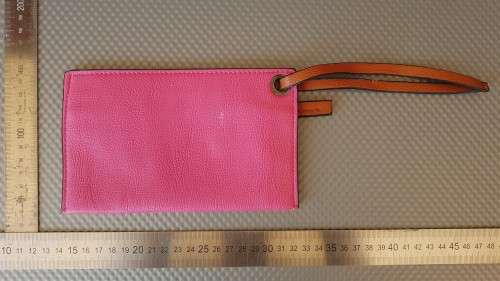 Faux Pink Leather - Coin Purse  - Rectangle Shaped Pouch Bag