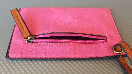 Faux Pink Leather - Coin Purse  - Rectangle Shaped Pouch Bag