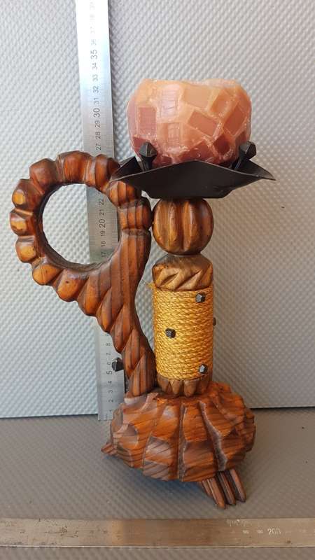 Unique! Vintage! Spanish Mid-Century Brutalist - Large Hand-Carved - Candle Holder