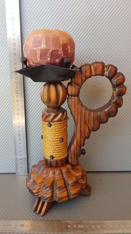Unique! Vintage! Spanish Mid-Century Brutalist - Large Hand-Carved - Candle Holder