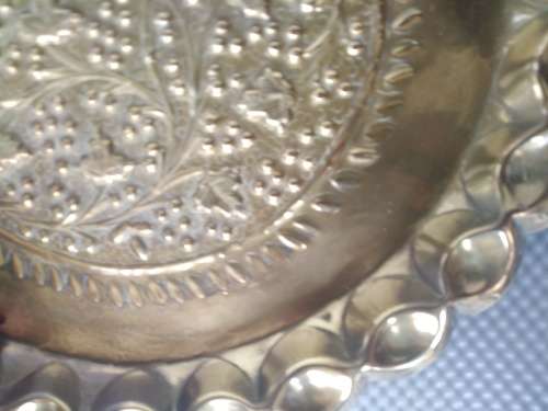Vintage! Moroccan Moorish - Brass Tray - Pie Crust Edge - Floral Design - Wall Hanging