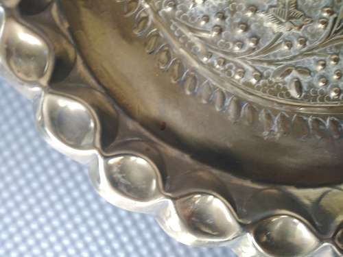 Vintage! Moroccan Moorish - Brass Tray - Pie Crust Edge - Floral Design - Wall Hanging