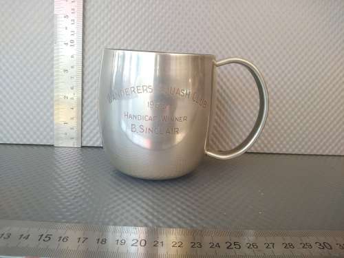 Vintage! Silver Plated - Trophy Beer Mug - Wanderers Squash Club