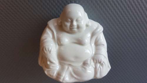 Vintage! Chinese - Feng Shui - Blanc De Chine Style - Sitting Laughing Buddha