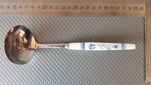Vintage! Japan - Salad Serving / Soup Set - Stainless Steel With Blue Willow Design.