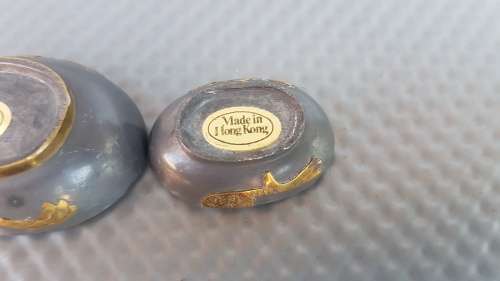 Vintage!  Pewter Metal With Brass Trinket Boxes - Mom & Duckling.