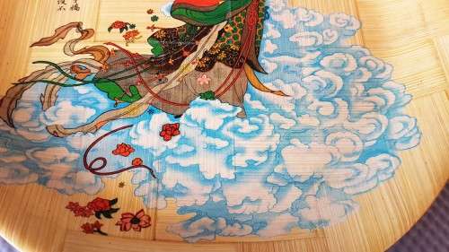 Vintage! Chinese - Bamboo Woven Plate - Legend: Flowers Scattered By The Goddess.