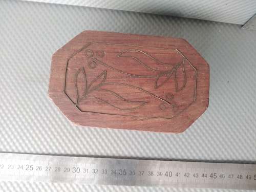 Vintage ! * Hand Made * Floral Inlay - Rustic Wooden - Jewelry / Trinket Box