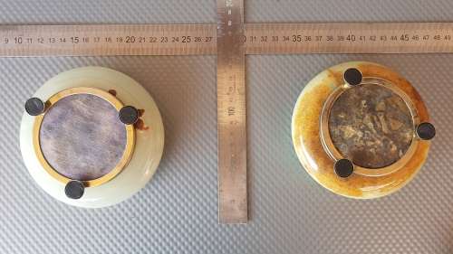 Vintage! Italian - White Alabaster Marble Ashtray Set