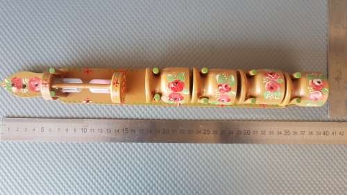 Vintage! Hand Painted - Folk Art - Treenware -  Wooden Egg Cup Set With Timer