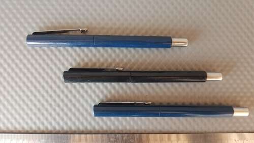 Parker - Vector - Blue & Black W/ Chrome - Set of 3 - Ball Point Pens - Made in U.K.