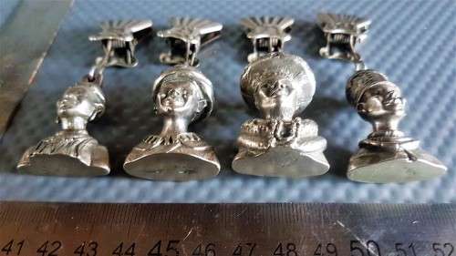 Vintage! African Set Of 4 Pewter Table Cloth Weights. - Tribal Women.