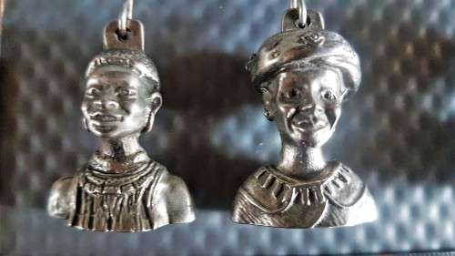 Vintage! African Set Of 4 Pewter Table Cloth Weights. - Tribal Women.