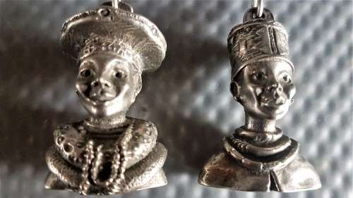 Vintage! African Set Of 4 Pewter Table Cloth Weights. - Tribal Women.