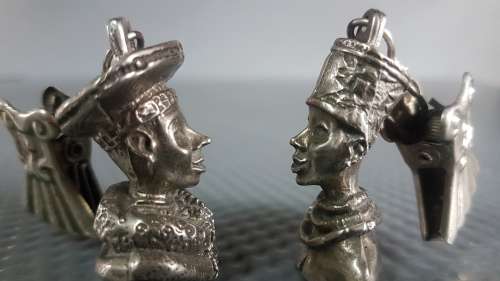 Vintage! African Set Of 4 Pewter Table Cloth Weights. - Tribal Women.