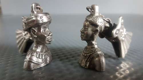 Vintage! African Set Of 4 Pewter Table Cloth Weights. - Tribal Women.